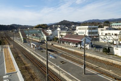福島県広野町の広野駅と周辺の町並み