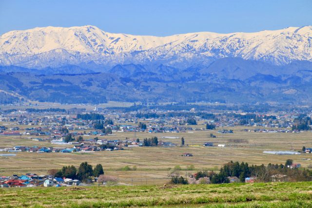 福島県喜多方市の田舎の風景と田畑の風景