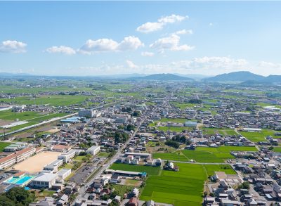 滋賀県豊郷町の市街地全景